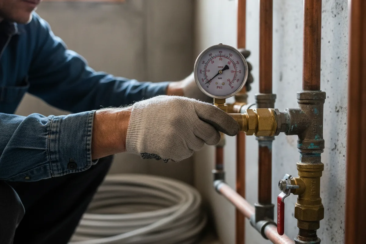 Pressure testing a repaired line during Water Line Repair in Rufe